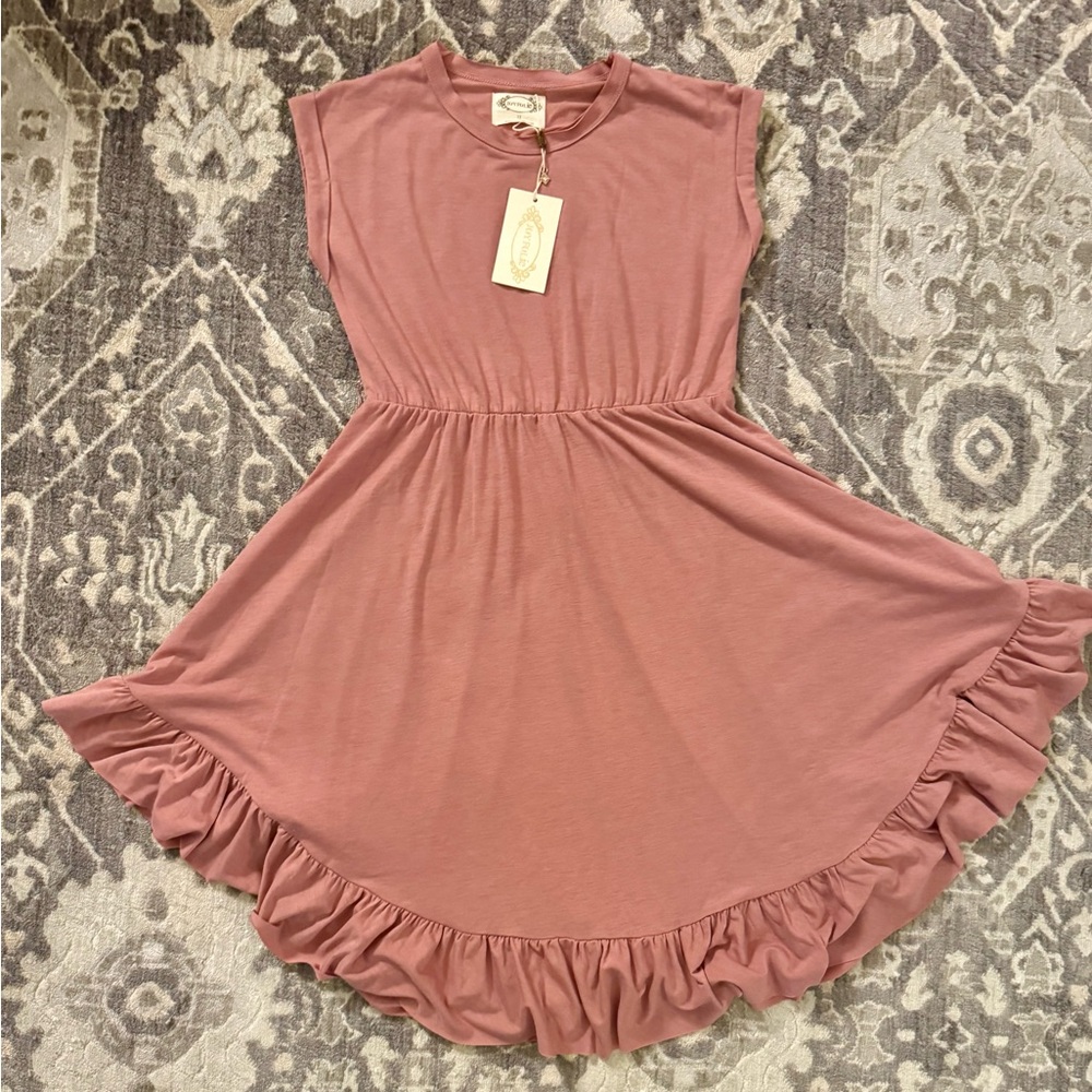Joyfolie Girls Ruffle Hem Dress - Mauve Pink new